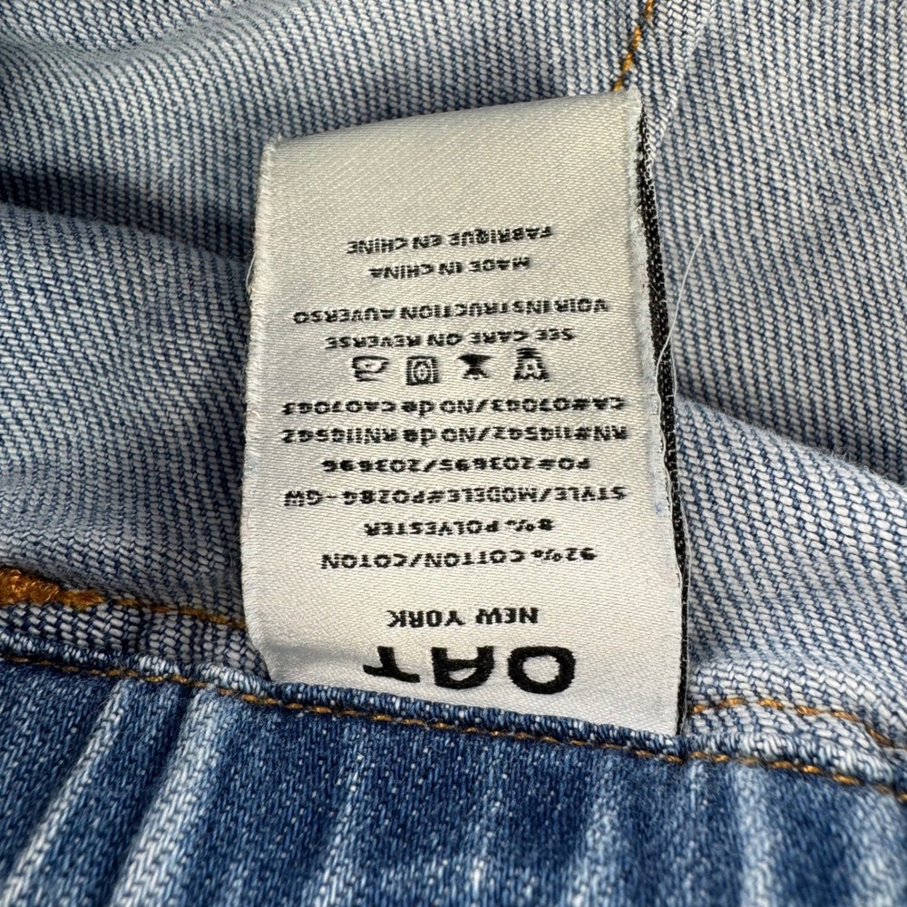 OAT New York Cloud Luxe Denim Wide Leg Elastic Waist Pants Light Wash Size 2 26 - Picture 4 of 10